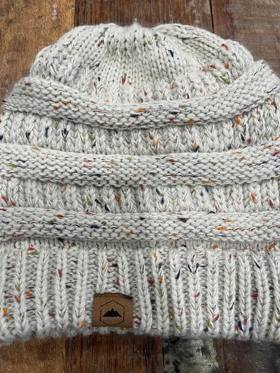Speckled Knit Beanie - Cream with Multicolor Flecks - Picture 5 of 6